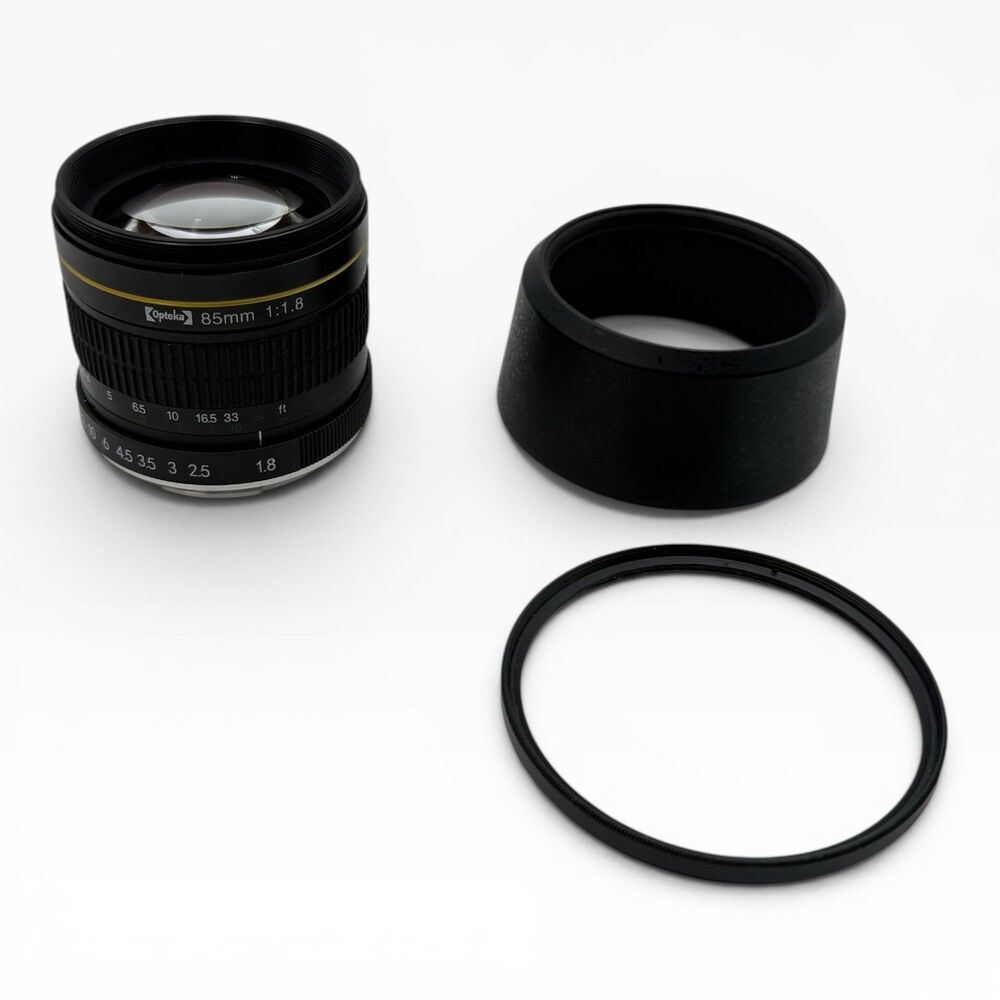 Opteka 85mm F/1.8 for Nikon F Manual Focus Lens With Hood & Filter